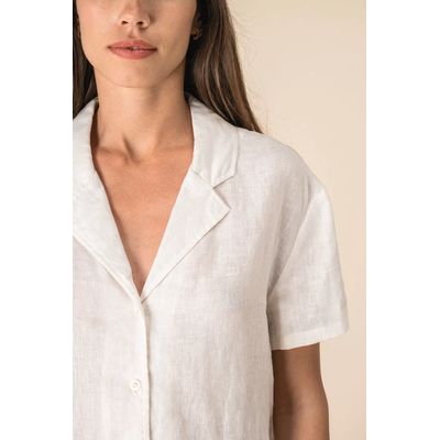 Camisa de lino manga corta para mujer