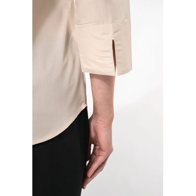 Camisa popelina media manga mujer