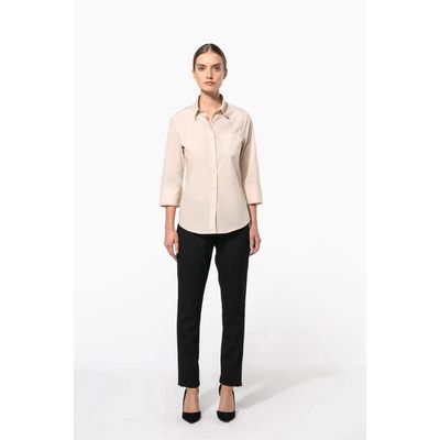 Camisa popelina media manga mujer