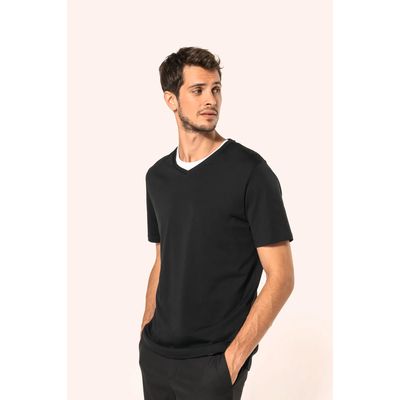 Camiseta algodón cuello de pico hombre
