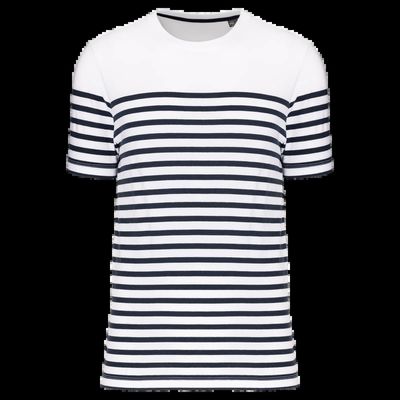 Camiseta marinera de algodón para hombre White / Navy Stripes 3Xl