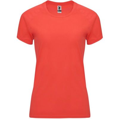 Camiseta Mujer Control Dry Entallada Coral Fluor M