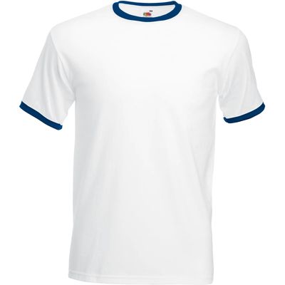 Camiseta de algodón con cuello contrastado White / Navy M