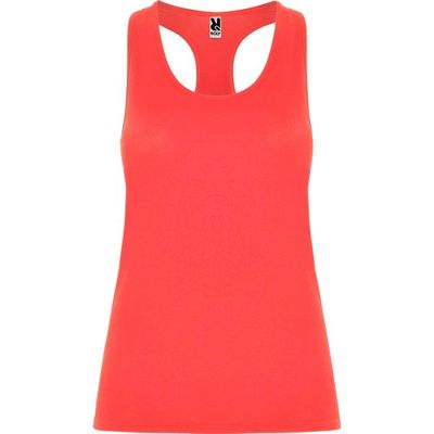 Camiseta Técnica de Tirantes Entallada Coral Fluor 3/4