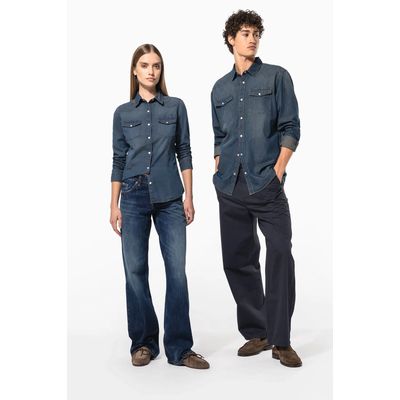 Camisa vaquera manga larga mujer