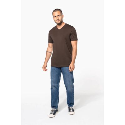 Camiseta de algodón con cuello de pico