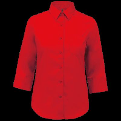 Camisa popelina media manga mujer Classic Red Xs