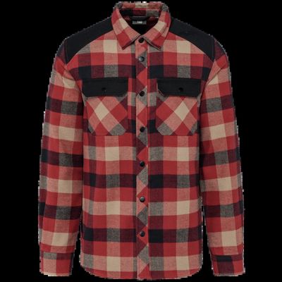 Camisa a cuadros algodón con bolsillos Red / Dark Beige Checked / Black L