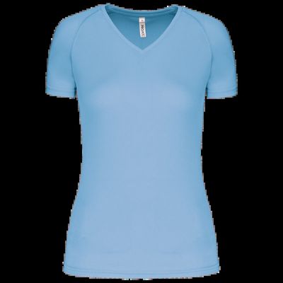 Camiseta de deporte mujer cuello de pico Sky Blue M