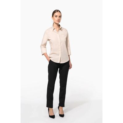 Camisa popelina media manga mujer