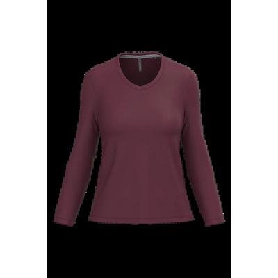 Camiseta manga larga mujer algodón entallada Wine L