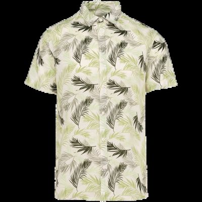 Camisa estampado vegetal lino hombre Ivory Palm Leaves Xs