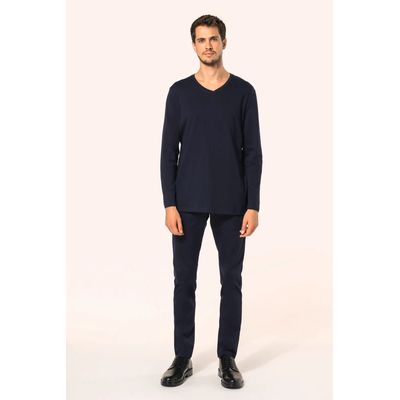 Camiseta cuello de pico hombre manga larga
