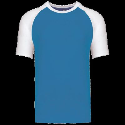 Camiseta bicolor manga corta hombre Aqua Blue / White M