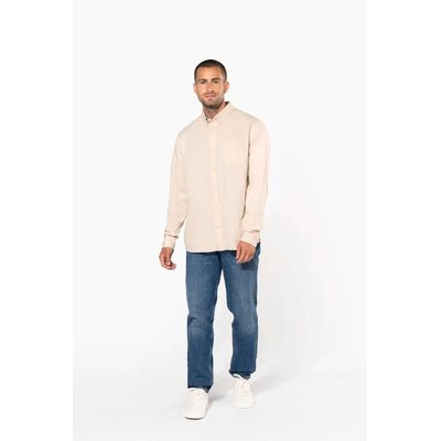 Camisa de algodón con bolsillo y cuello con botones