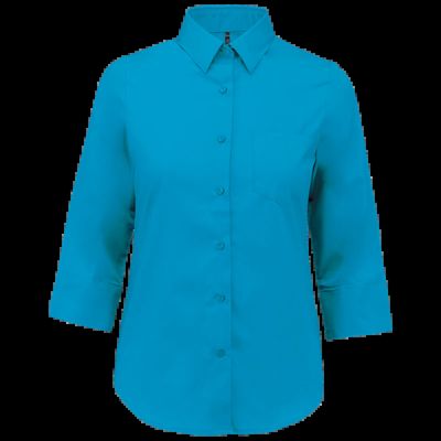 Camisa popelina media manga mujer Bright Turquoise 3Xl