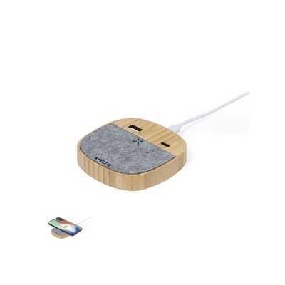 Cargador Inalámbrico 15W Bambú/Fieltro