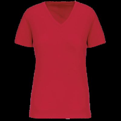Camiseta de mujer cuello de pico Red Xl