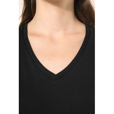 Camiseta algodón cuello pico mujer