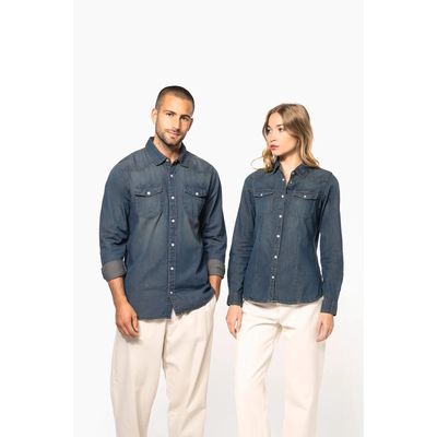 Camisa vaquera manga larga mujer