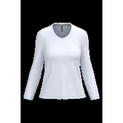 Camiseta manga larga mujer algodón entallada White L
