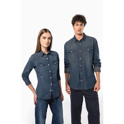 Camisa vaquera manga larga mujer