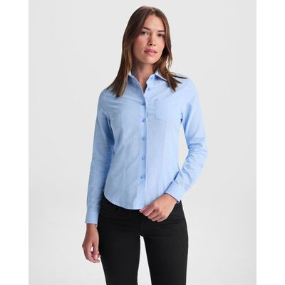 Camisa Oxford Mujer Entallada Manga Larga