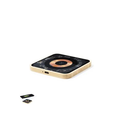 Cargador Qi transparente/Bambú 15W
