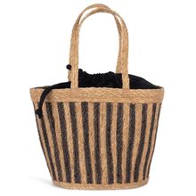 Cesta de junco a rayas Striped Seagrass Black / Black Night