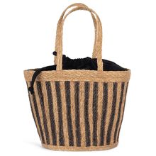 Cesta de junco a rayas Striped Seagrass Black / Black Night