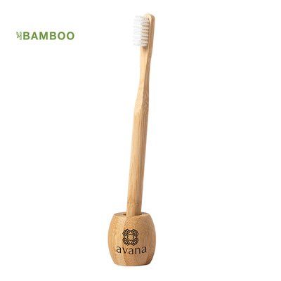 Cepillo de dientes de bambú con soporte
