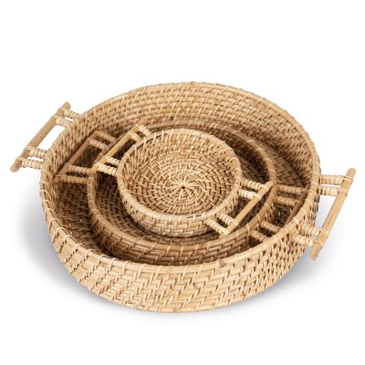 Cesta Almacenamiento en Ratán Tejida con Asas