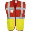 Chaleco alta visibilidad reflectante con bolsillos Red / Hi Vis Yellow Xxl