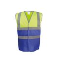 Chaleco bicolor en contraste Hi Vis Yellow / Royal Blue Xl