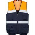 Chaleco de alta visibilidad con cremallera Marino/Naranja Fluor Xl