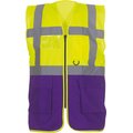 Chaleco alta visibilidad reflectante con bolsillos Hi Vis Yellow / Purple S