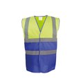 Chaleco bicolor en contraste Hi Vis Yellow / Royal Blue XL