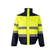 Chaqueta bicolor acolchada con bandas reflectantes Azul Marino/Amarillo 4Xl