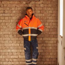Chaqueta impermeable alta visibilidad Hi Vis Orange / Navy S