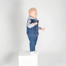 Chaqueta vaquera de niños con capucha Blue / Heather Grey 6/12M