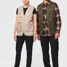 Chaleco multibolsillos con forro unisex Beige Xs