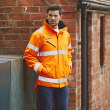 Chaqueta alta visibilidad impermeable con capucha