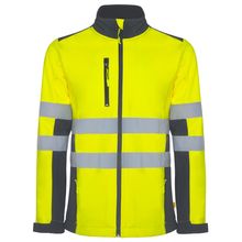 Chaqueta Softshell Alta Visibilidad Cuello Alto Plomo/Amarillo Fluor S