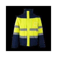 Chaqueta bicolor acolchada con bandas reflectantes | Bolsillo superior | 80 x 80