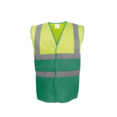 Chaleco bicolor en contraste Hi Vis Yellow / Paramedic Green 3Xl