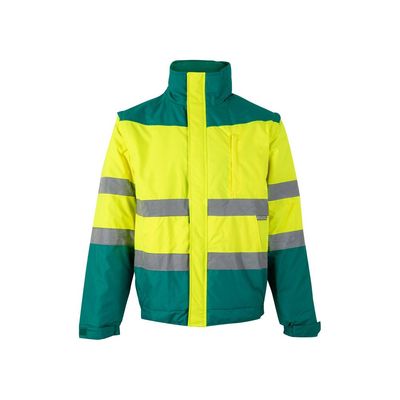 Chaqueta bicolor acolchada con bandas reflectantes