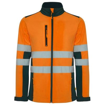 Chaqueta Softshell Alta Visibilidad Cuello Alto Marino/Naranja Fluor M