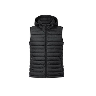 Chaleco unisex RPET con capucha y bolsillos Neg L