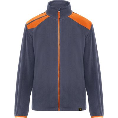 Chaqueta Micropolar Bicolor Cuello Alto Plomo/Naranja M
