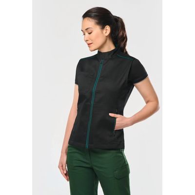 Chaleco mujer con bolsillos Black / Kelly Green Xs